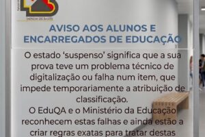 Informação – Estado “Suspenso” – Exames Nacionais 1ª Fase