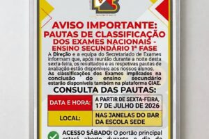 AVISO – Exames Nacionais 1ª Fase